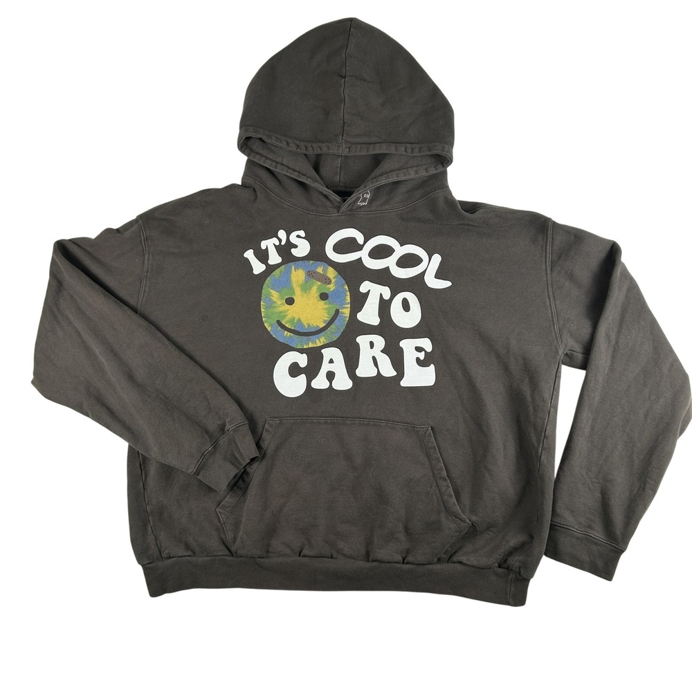 Lonely Ghost Hoodie Womens 2XL It's Cool To Care Graphic Pullover Smiley